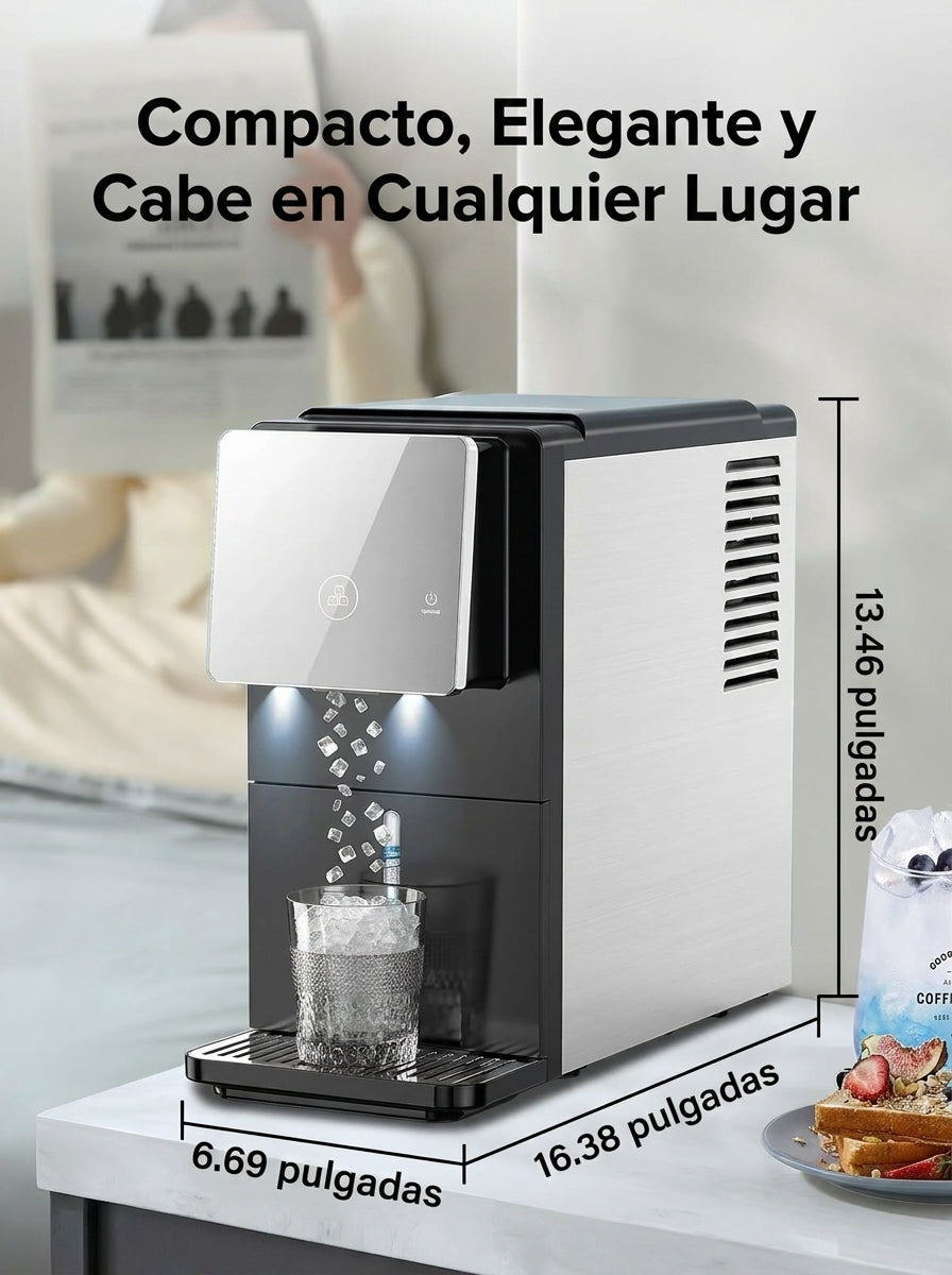 Máquina de hielo en cubitos Cowsar Silent Nugget – 15 kg/24 h, autolimpiante, depósito de 1,8