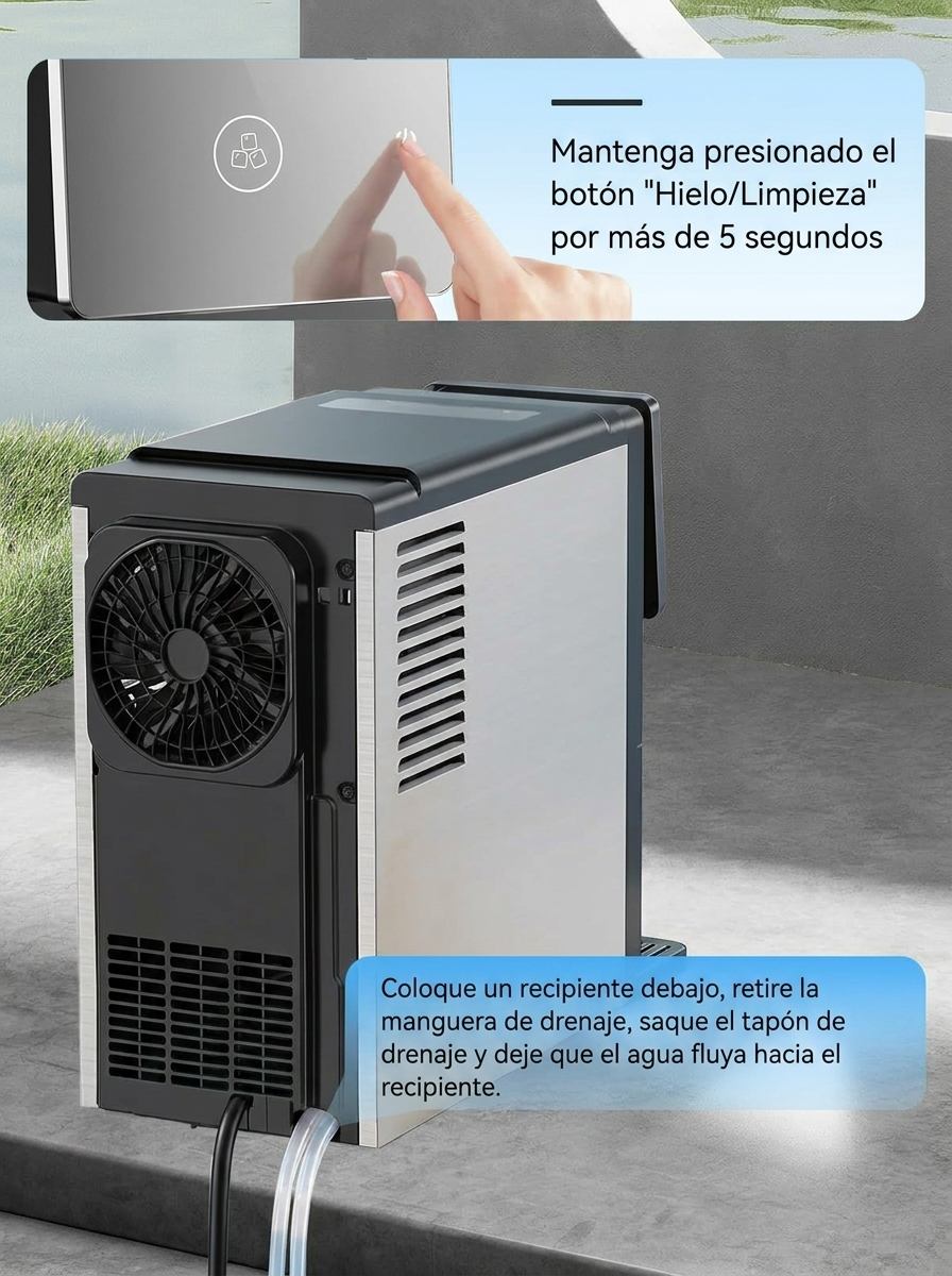 Máquina de hielo en cubitos Cowsar Silent Nugget – 15 kg/24 h, autolimpiante, depósito de 1,8