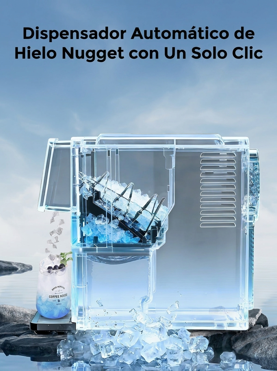 Máquina de hielo en cubitos Cowsar Silent Nugget – 15 kg/24 h, autolimpiante, depósito de 1,8