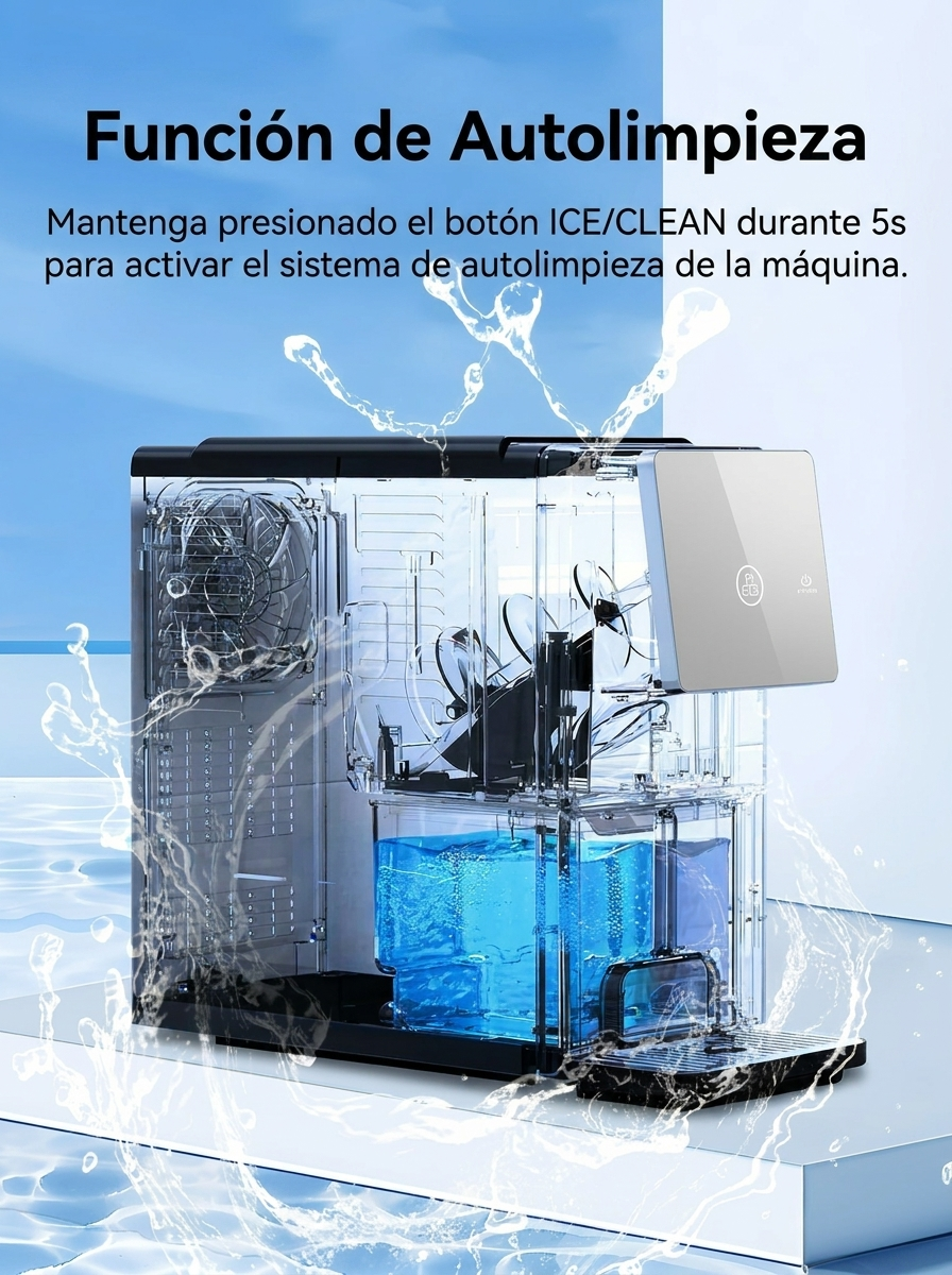 Máquina de hielo en cubitos Cowsar Silent Nugget – 15 kg/24 h, autolimpiante, depósito de 1,8